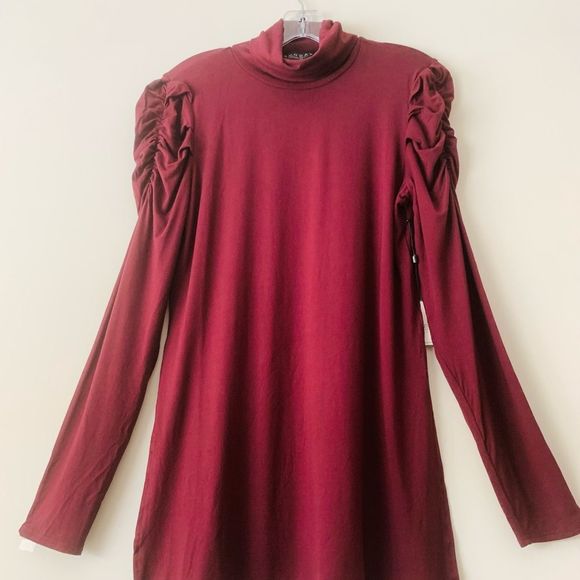 Laundry by Shelli Segal Turtleneck Ruched Puff Long Sleeve Top Women Size M - Picture 2 of 8